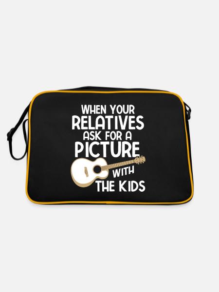 Akustik Spruch Für E-Gitarre Konzert Gitarre - Retro Tasche - Schwarz/Gold - Hinten