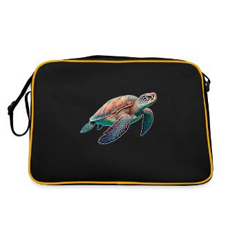Turtle - Turtle - Diving - Sea - Retro Bag - black/gold - Back