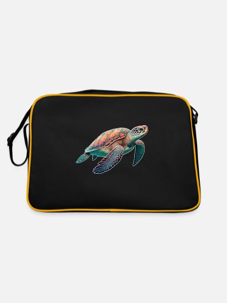 Tortue - Tortue - Plongée - Mer - Sac Retro - noir/or