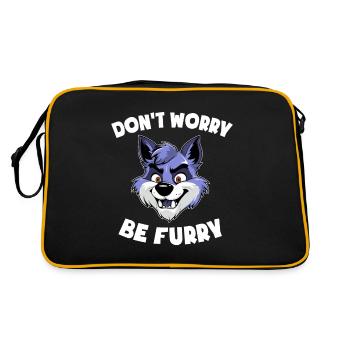 Furry Design - Don't Worry be Furry - Wolf - Retro Bag - black/gold - Back