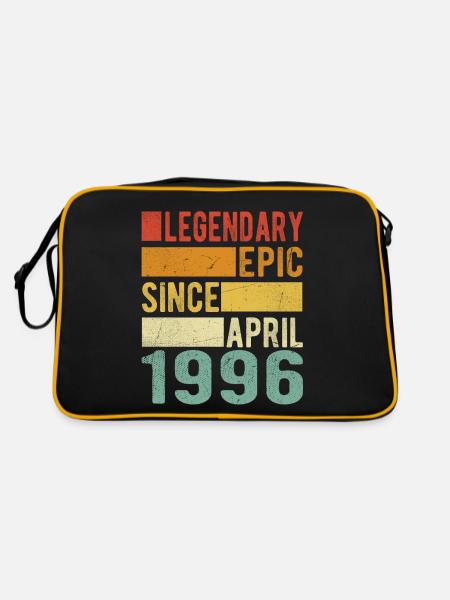 Geburtstag April 1996 Legendär Episch - Retro Tasche - Schwarz/Gold - Hinten