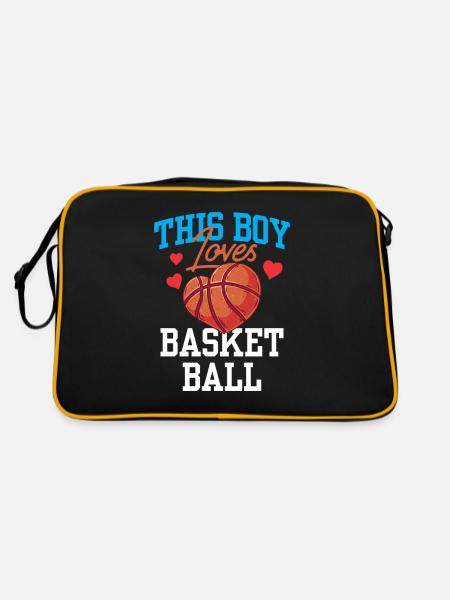 Dieser Junge Liebt Basketball Basketballspieler - Retro Tasche - Schwarz/Gold - Hinten