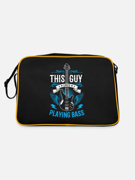 This guy loves to play bass musicians - Retro Bag - black/gold - Back