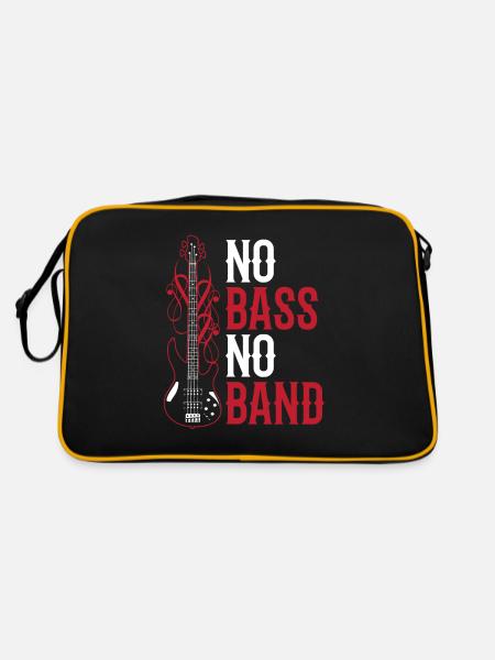 No Bass No Band Musicians Bassist Bass Guitar - Retro Bag - black/gold - Back