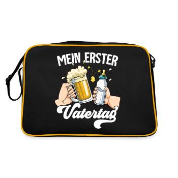Erster Vatertag - Retro Tasche - Schwarz/Gold - Hinten