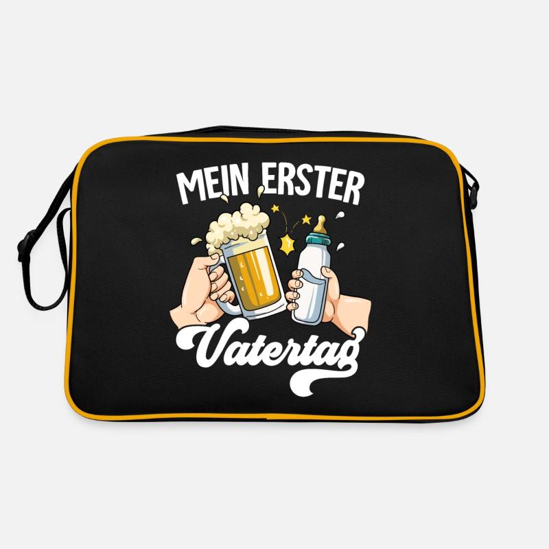 Erster Vatertag - Retro Tasche - Schwarz/Gold