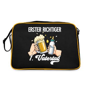 Erster Vatertag - Retro Tasche - Schwarz/Gold - Hinten