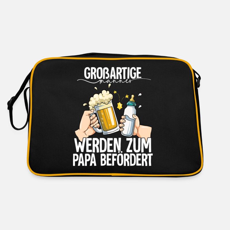 Großartige Männer Werden Zum Papa Befördert - Retro Tasche - Schwarz/Gold
