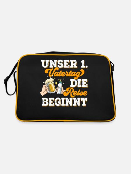 Erster Vatertag - Retro Tasche - Schwarz/Gold - Hinten