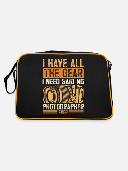 Fotografen Spruch Hobby Fotograf - Retro Tasche - Schwarz/Gold - Hinten