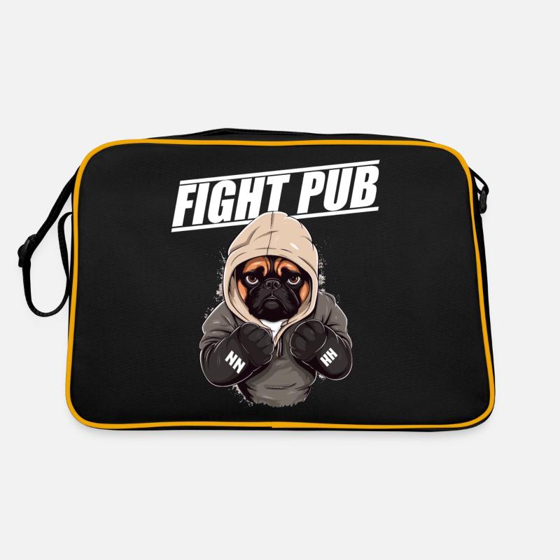 Combattez Pub Pug avec Boxing Gloves Boxer Sac Retro