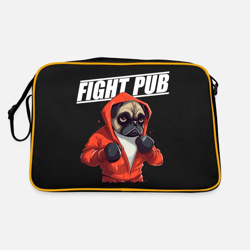 Combattez Pub Pug avec Boxing Gloves Boxer Sac Retro