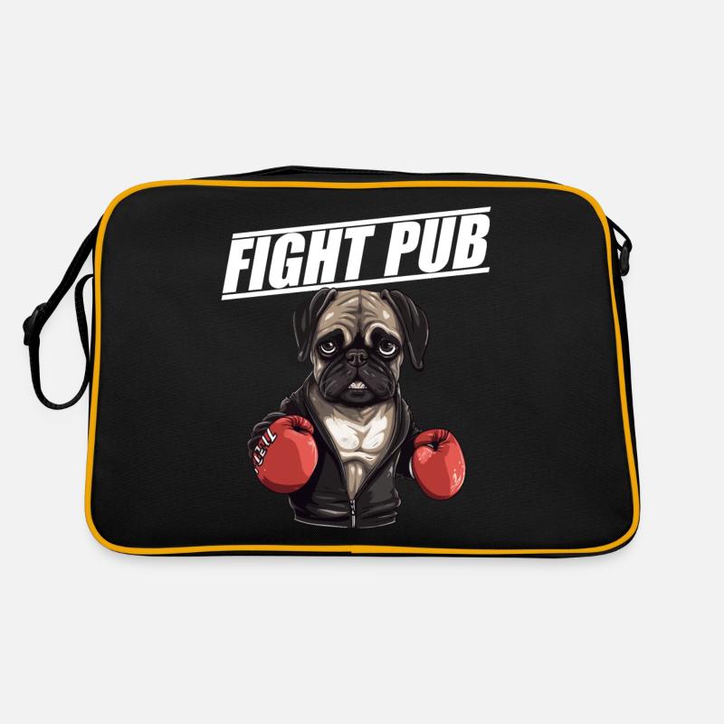 Combattez Pub Pug avec Boxing Gloves Boxer Sac Retro