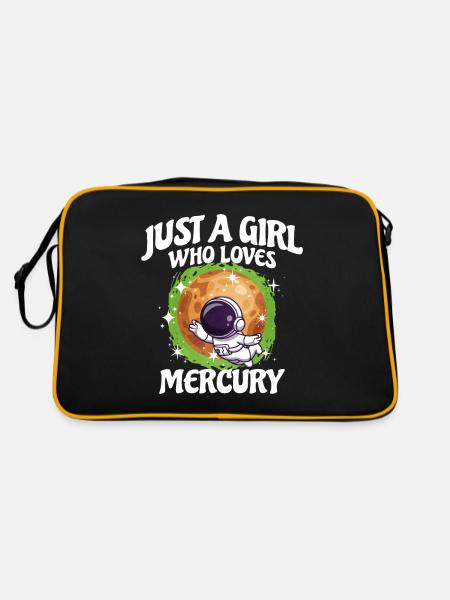 Mädchen Merkur Geschenk - Retro Tasche - Schwarz/Gold - Hinten