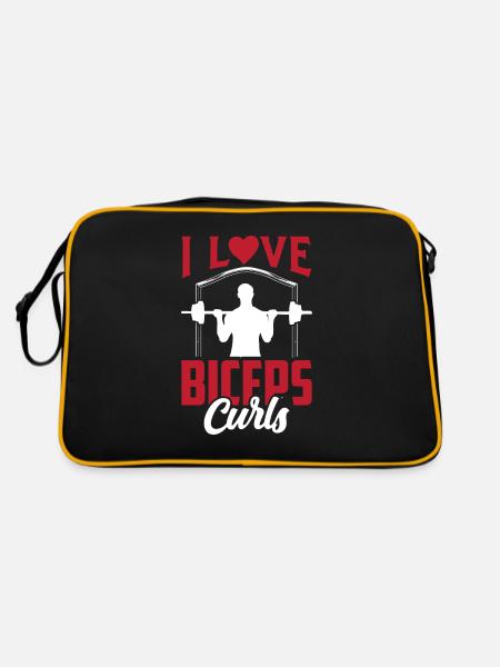 I love biceps curls sayings muscles biceps - Retro Bag - black/gold - Back