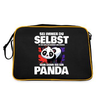 Lustiges Panda Outfit - Retro Tasche - Schwarz/Gold - Hinten