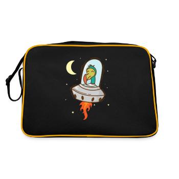Dodo im Weltall Vogel aus Mauritius - Retro Tasche - Schwarz/Gold - Hinten
