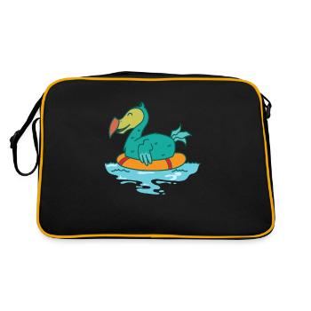 Dodo im Wasser mit Schwimmreifen Vogel - Retro Tasche - Schwarz/Gold - Hinten