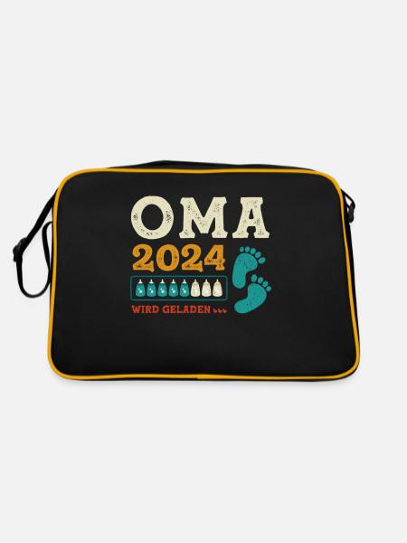 Werdende Oma 2024 Schwangerschaft Verkünden - Retro Tasche - Schwarz/Gold