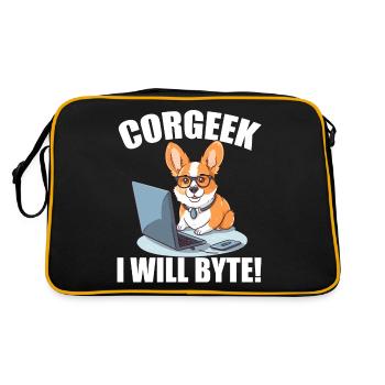 Corgi with glasses I Will Byte computer geek Corgeek - Retro Bag - black/gold - Back