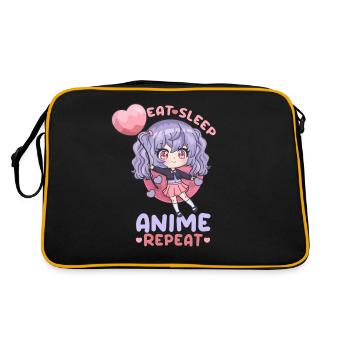 Eat Sleep Anime Repeat I Chibi Kawaii Otaku - Retro Bag - black/gold - Back