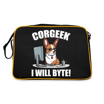 Corgi with glasses I Will Byte computer geek Corgeek - Retro Bag - black/gold - Back