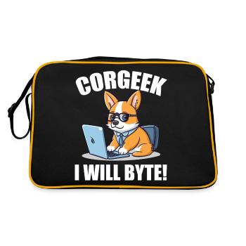 Corgi with glasses I Will Byte computer geek Corgeek - Retro Bag - black/gold - Back