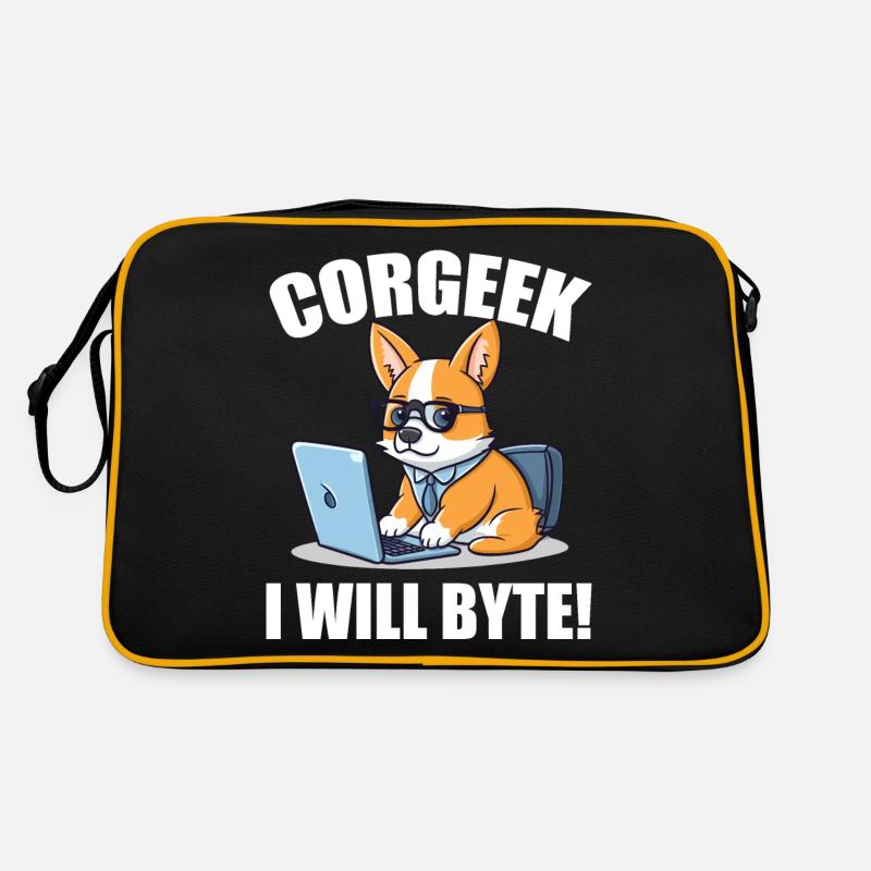 Corgi avec des lunettes I Will Byte ordinateur geek Corgeek Sac Retro