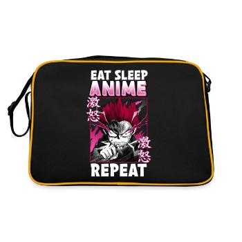 Eat Sleep Anime Repeat I Chibi Kawaii Otaku - Retro Bag - black/gold - Back