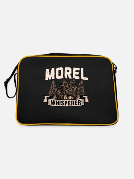 Morel Whisperer I Funny Mycologist Mushroom - Retro Tasche - Schwarz/Gold - Hinten