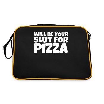 Adulte Humour Ironique Perv Pizza Lover Cadeau - Sac Retro - noir/or - Dos