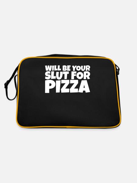 Adulte Humour Ironique Perv Pizza Lover Cadeau - Sac Retro - noir/or - Dos