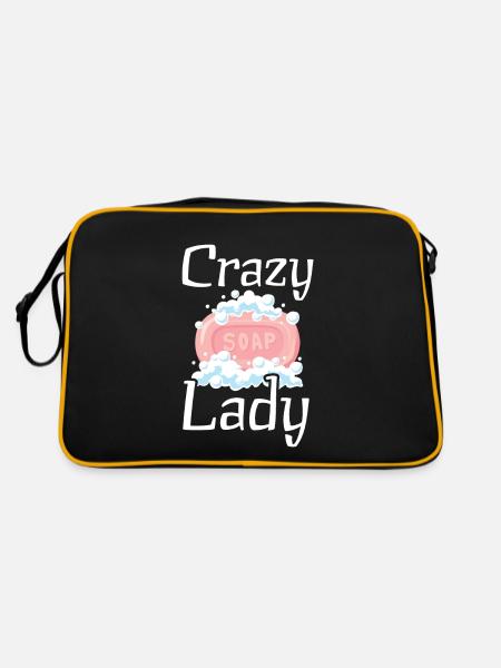 Crazy Soap Lady Für Seifenhersteller-fans - Retro Tasche - Schwarz/Gold - Hinten