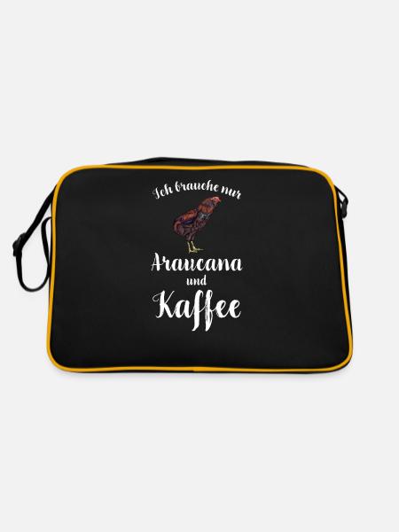 Araucana Hühner I Hühnerrasse Huhn Motiv für - Retro Tasche - Schwarz/Gold - Hinten
