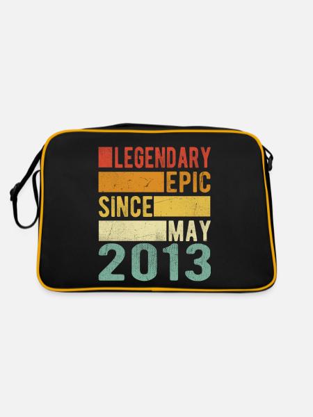 Geburtstag Mai 2013 Legendär Episch - Retro Tasche - Schwarz/Gold - Hinten