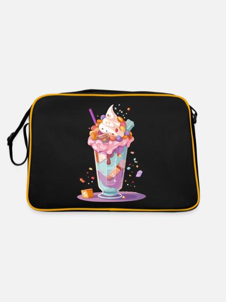 Candycore Aesthetic für Naschkatze - Retro Tasche - Schwarz/Gold - Hinten