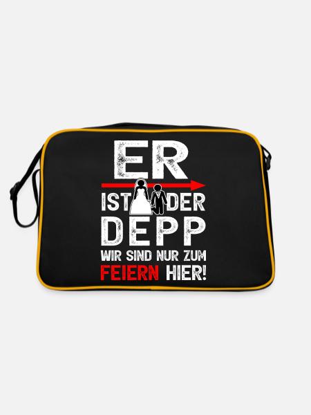 Junggesellenabschied Männer T-Shirt JGA Poltern - Retro Tasche - Schwarz/Gold - Hinten