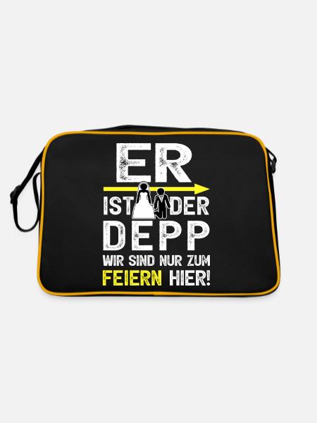 Polterer Männer T-Shirt JGA Junggesellenabschied - Retro Tasche - Schwarz/Gold - Hinten