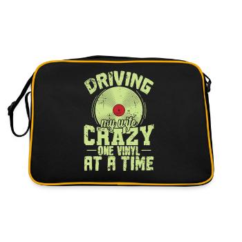 Driving my Wife Crazy one Vinyl at a Time - Retro Bag - black/gold - Back