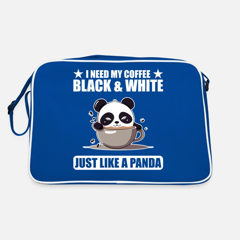 J’ai besoin de mon café noir et blanc comme un panda Sac Retro