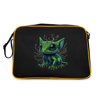 Gamer's Perfect Illustration - Cute Colorful Gekko - Retro Tasche - Schwarz/Gold - Hinten
