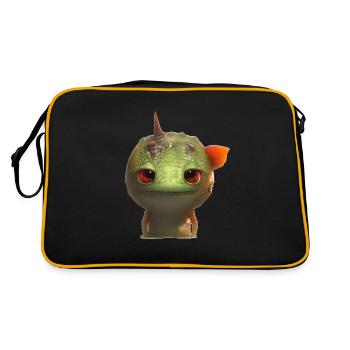 Gamer's Perfect Illustration - Cute Colorful Gekko - Retro Tasche - Schwarz/Gold - Hinten