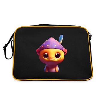 Gamer's Perfect Illustration - Cute Colorful Gekko - Retro Tasche - Schwarz/Gold - Hinten
