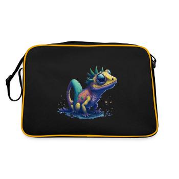Gamer's Perfect Illustration - Cute Colorful Gekko - Retro Tasche - Schwarz/Gold - Hinten