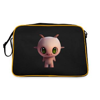 Gamer's Perfect Illustration - Cute Colorful Gekko - Retro Tasche - Schwarz/Gold - Hinten