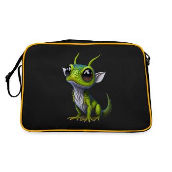 Gamer's Perfect Illustration - Cute Colorful Gekko - Retro Tasche - Schwarz/Gold - Hinten