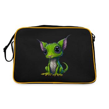 Gamer's Perfect Illustration - Cute Colorful Gekko - Retro Tasche - Schwarz/Gold - Hinten