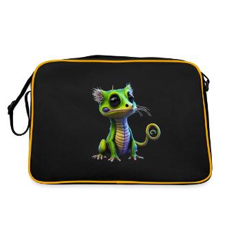 Gamer's Perfect Illustration - Cute Colorful Gekko - Retro Tasche - Schwarz/Gold - Hinten