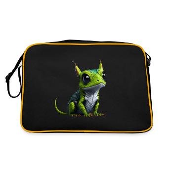 Gamer's Perfect Illustration - Cute Colorful Gekko - Retro Tasche - Schwarz/Gold - Hinten