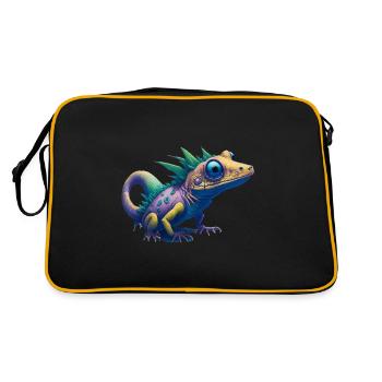 Gamer's Perfect Illustration - Cute Colorful Gekko - Retro Tasche - Schwarz/Gold - Hinten